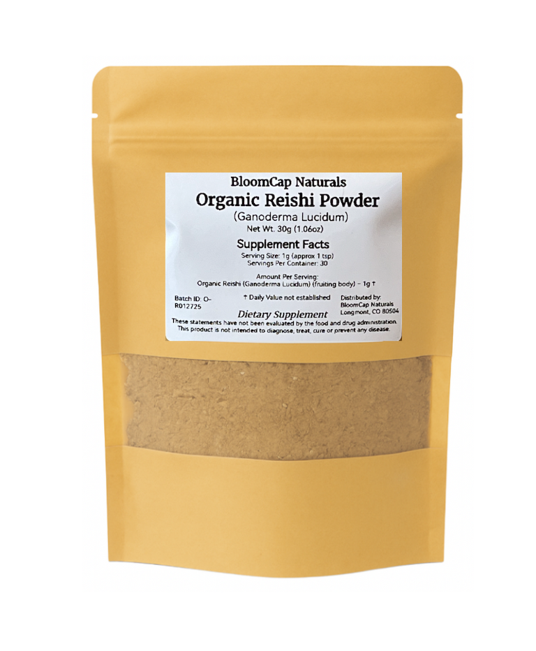Pure Organic Reishi Mushroom Powder-  No fillers, No mycelium